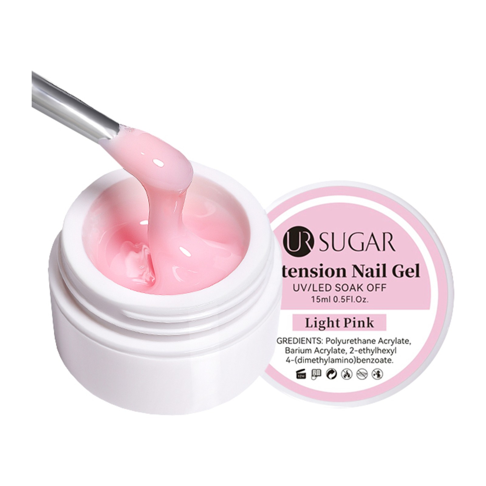 URSUGARAS -  Kietas poligelis -  Šviesiai rožinė -  15 ml